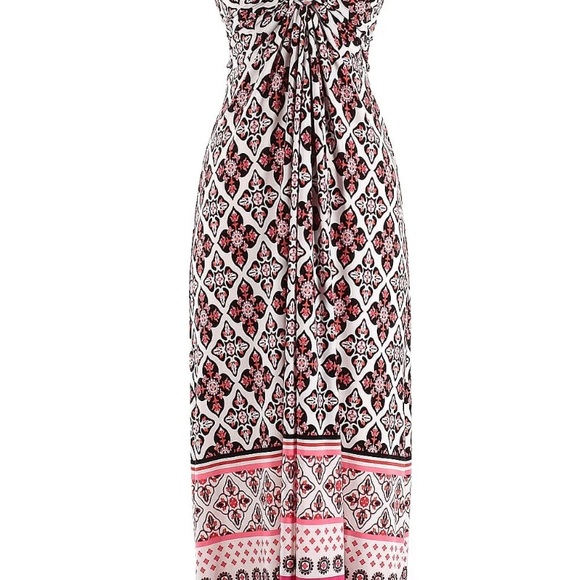 WHBM White House Black Market Maxi Dress Twist Front Batik Print Knit Sz: XS197D - Picture 3 of 11